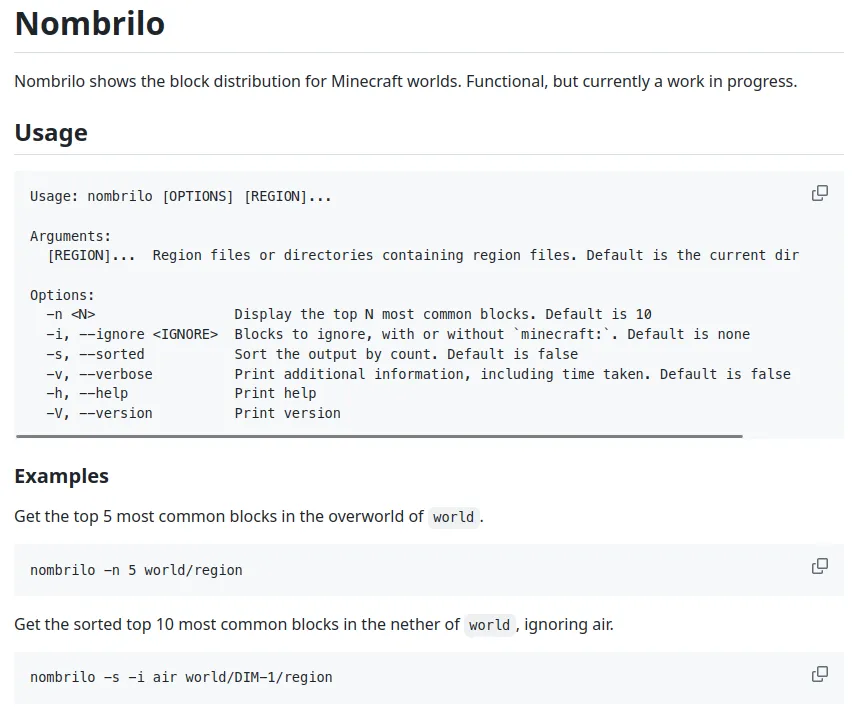 Nombrilo README on GitHub